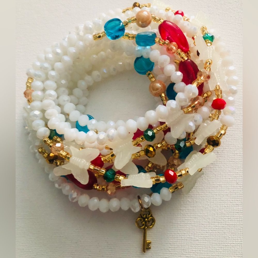 Red and Blue Multi-Strand African Beaded Waist beads/Waist Chain